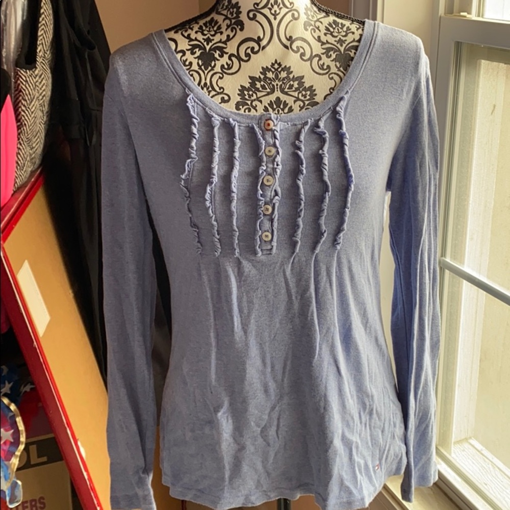 Tommy Hilfiger Ruffled Henley Shirt Large